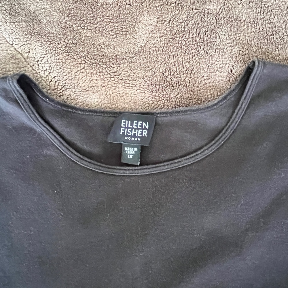 Eileen Fisher Plus Size Black Jersey Crew Neck Short Sleeve Tee Top 1X - Picture 7 of 8